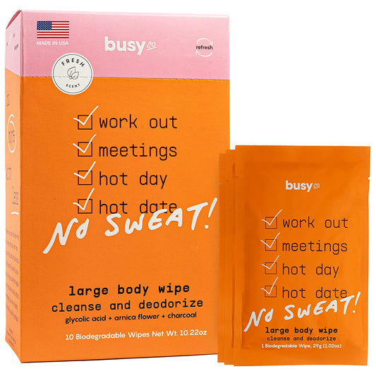 BusyCo - Refresh Line Body Wipes for Women - Cleansing Body Wash Wipes