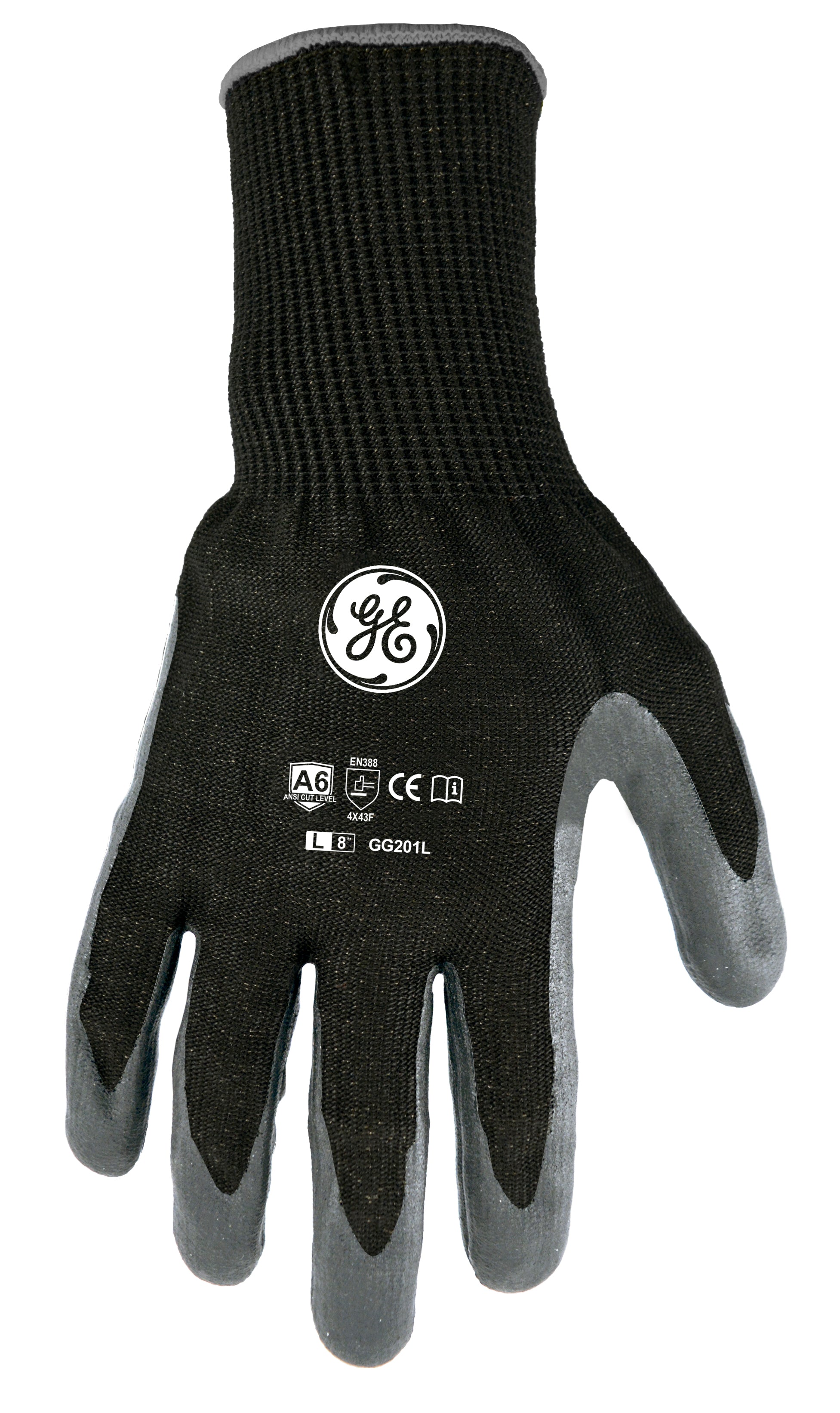 General Electric GG209 Gray Crinkle Rubber Dipped Gloves - Single Pair | Polyester XL Workwear by GE PPE