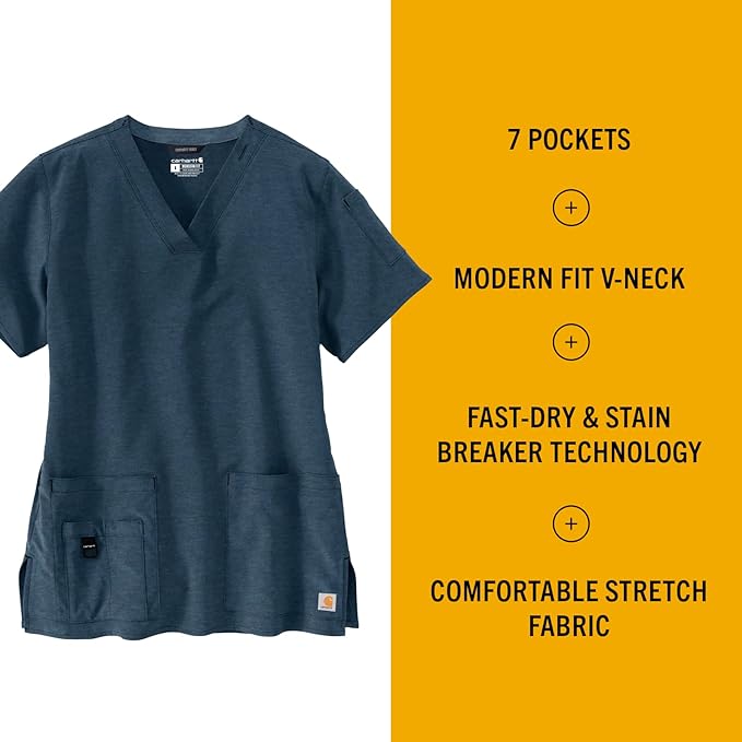 Carhartt  #C12110 Women's FORCE CROSS-FLEX V-Neck Tech Scrub Top