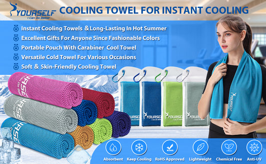Cooling Towel, Cooling Towels for Neck,40" x 12"Ice Towel for Instant Cooling Relief, Soft Breathable Chilly Towel