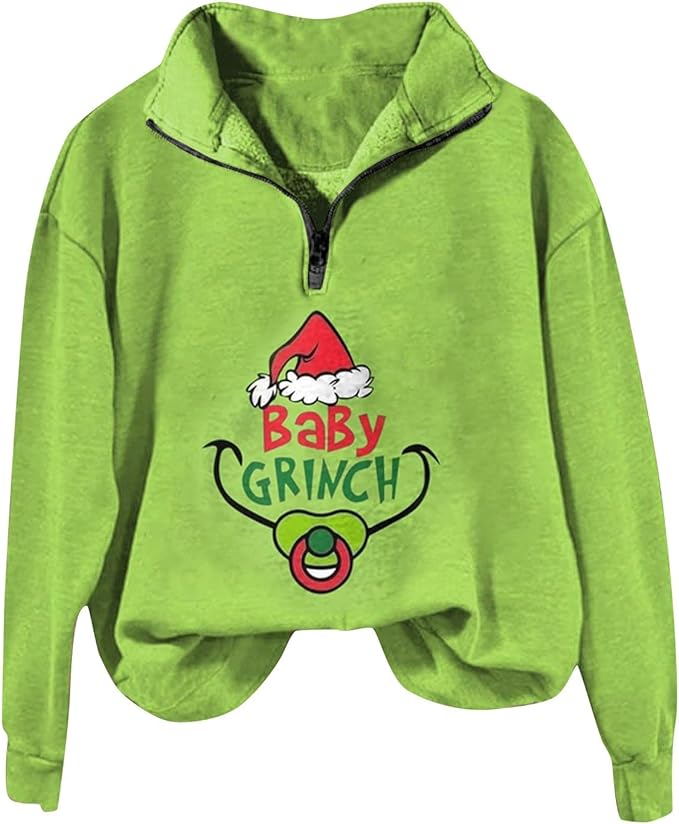 Grinch - Oversized half zip sweatshirt - Multiple Styles - BE THE GRINCH!!