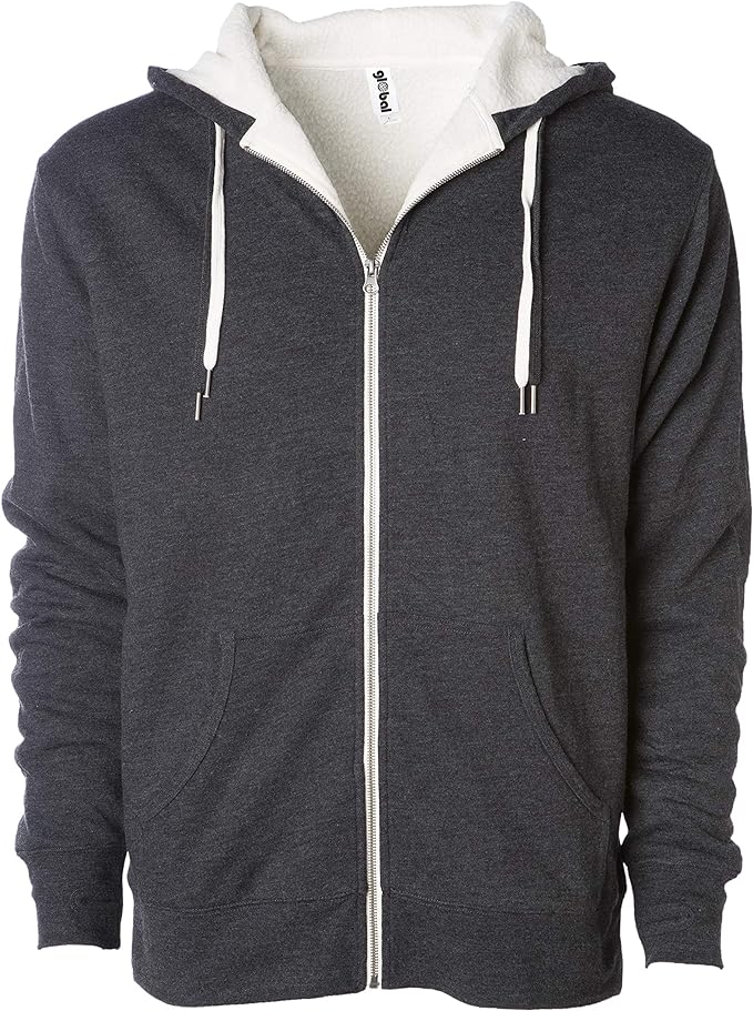 Heavyweight Sherpa-Lined Zip-up Hoodie Sweatshirts for Men and Women