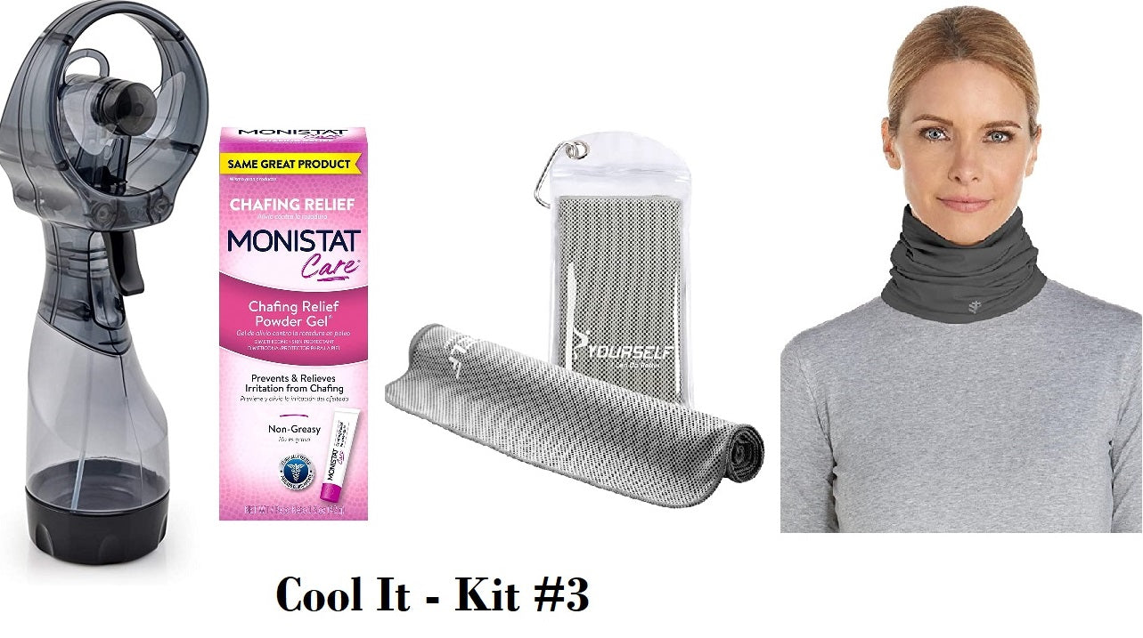 Cool It Kit #3 - in shades of Grey -  Personal care, cooling items for hot days on the job! - Gaiter size S/M