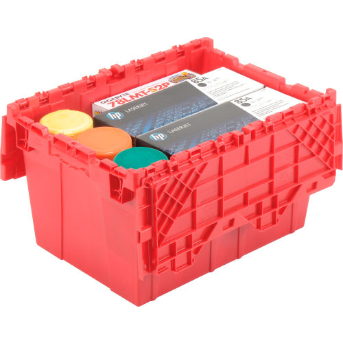 Plastic Shipping/Storage Tote W/ Attached Lid, 21-7/8