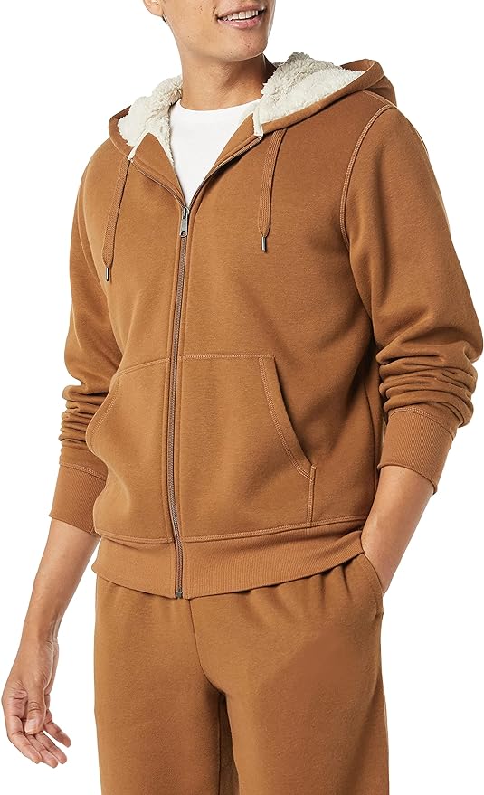 Men's Sherpa Fleece Lined classic zip-up hoodie