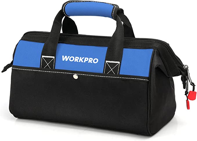 WORKPRO - #‎W081103A 13-Inch Tool Bag, Pink (or Blue) Soft Cloth Tool Storage Bags, Wide Mouth Tool Tote Bag with Inside Pockets