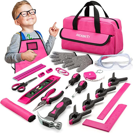 REXBETI  -  #B07VWNP5B2  25-Piece Kids Tool Set with Real Hand Tools w/ Durable Storage Bag