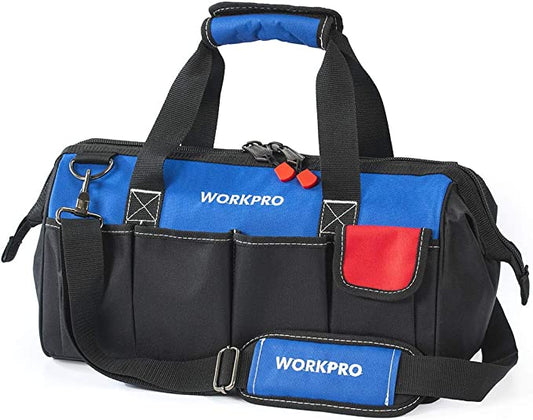 WORKPRO - #W081023A 18-inch Close Top Wide Mouth Storage Tool Bag with Adjustable Shoulder Strap
