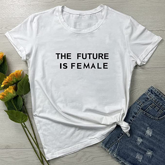 Graphic Tee - #071G7CBF2-W  Made to Fit the Curvy Girl - The Future is Female - White