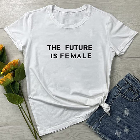 Graphic Tee - #071G7CBF2-W Made to Fit the Curvy Girl - The Future is Female - White