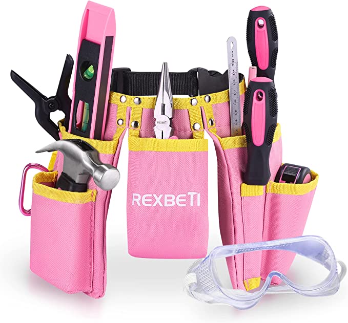 REXBETI - #B09S3F5G9Q  18pcs Young Builder's Tool Set with Real Hand Tools w/Reinforced Kids Tool Belt