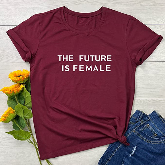 Graphic Tee - #071G7CBF2-DR The Future is Female - Deep Red