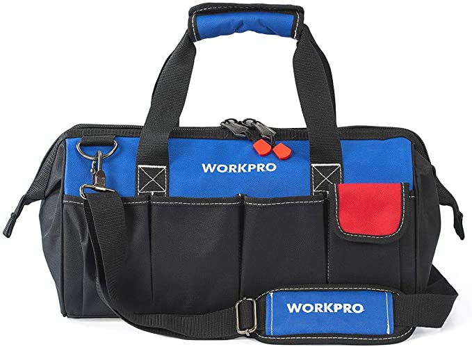 WORKPRO - #‎W081023A  18-inch Close Top Wide Mouth Storage Tool Bag with Adjustable Shoulder Strap