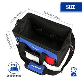 WORKPRO - #‎43398-37969  14-inch Tool Bag, Multi-pocket Tool Organizer with Adjustable Shoulder Strap