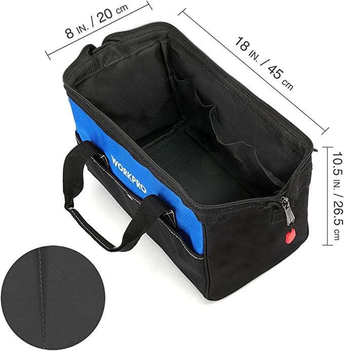 WORKPRO - #W081023A 18-inch Close Top Wide Mouth Storage Tool Bag wit ...