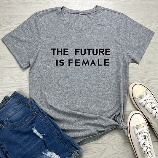 Graphic Tee - #071G7CBF2-LG  Made to Fit the Curvy Girl - The Future is Female - Light Grey