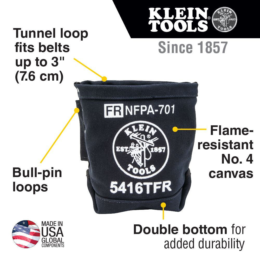 Klein Tools - Tool Bag, Flame Resistant Bolt Bag, No. 4 Canvas, 5 x 10 x 9-Inch - 5416TFR