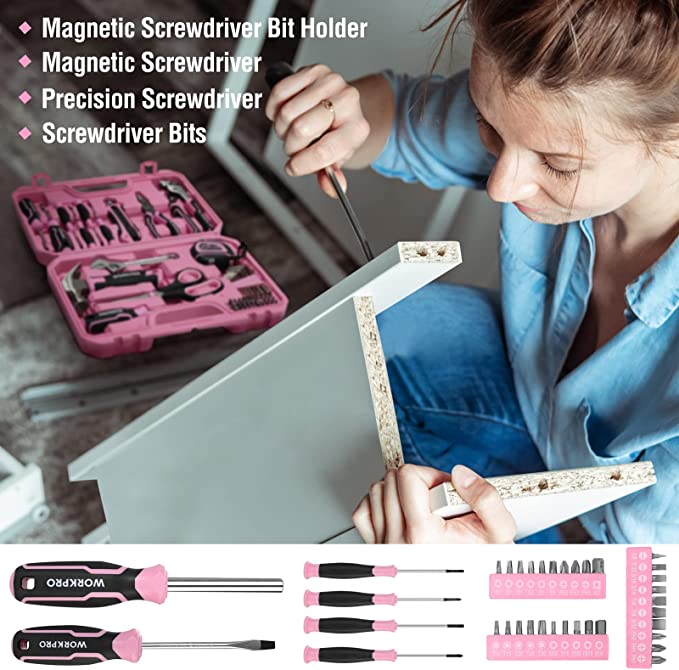 WORKPRO - #W009136AE - 52PC Pink Tool set for Household use