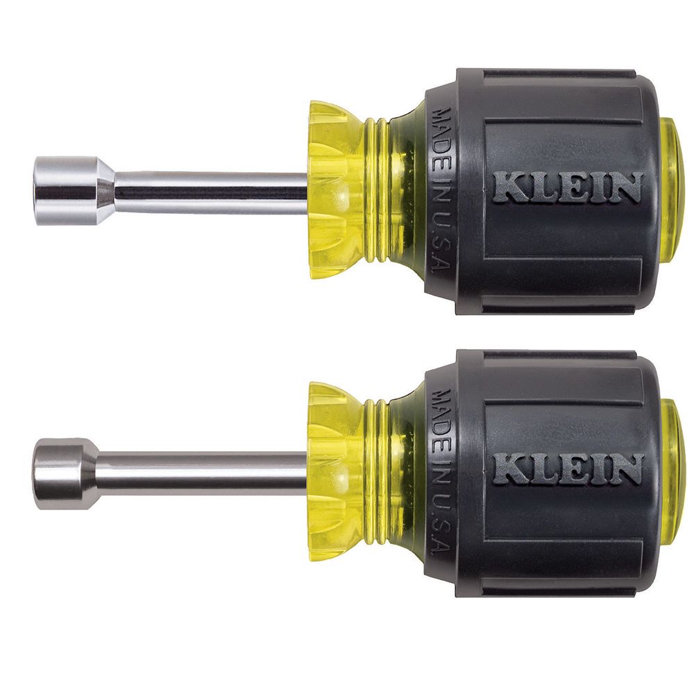 KLEIN TOOLS - Nut Driver Set, Magnetic Stubby Nut Drivers, 1-1/2-Inch Shaft, 2-Piece - 610M