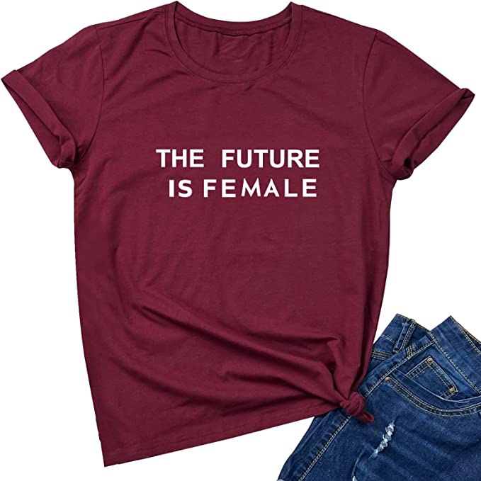 Graphic Tee - #071G7CBF2-DR  Made to Fit the Curvy Girl - The Future is Female - Deep Red