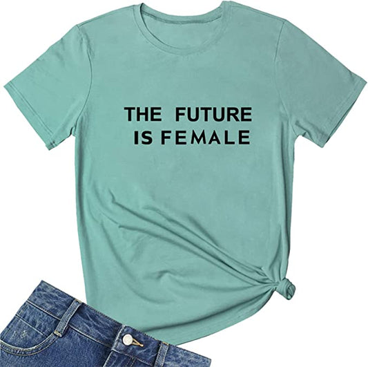 Graphic Tee - #071G7CBF2-LGR Made to Fit the Curvy Girl - The Future is Female - Light Green