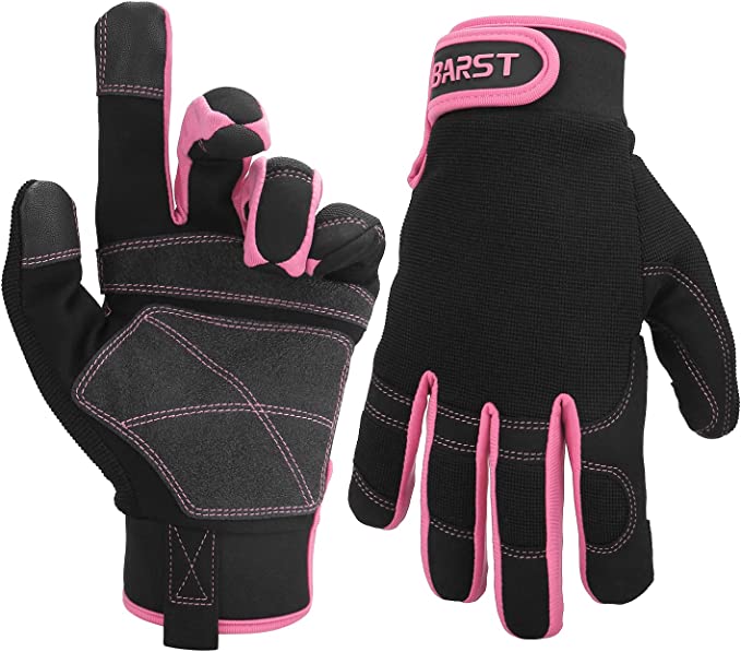 BARST -  Women's Utility Work Gloves - Made to fit the Curvy Girl - Touchscreen Synthetic Leather Mechanic Gloves