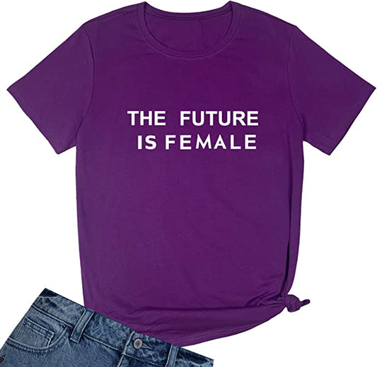 Graphic Tee - #071G7CBF2-P Made to Fit the Curvy Girl - The Future is Female - Purple