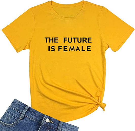 Graphic Tee - #071G7CBF2-Y  The Future is Female - Yellow