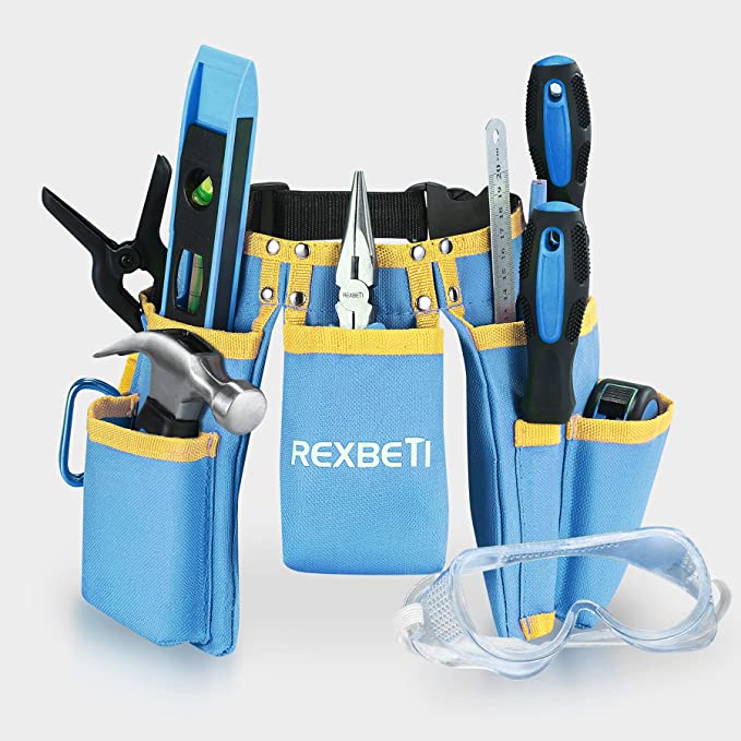 REXBETI - #B09S3F5G9Q  18pcs Young Builder's Tool Set with Real Hand Tools w/Reinforced Kids Tool Belt
