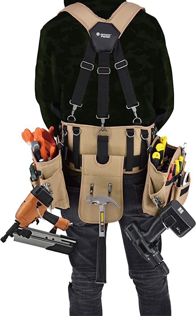 JACKSON PALMER Professional Comfort-Rig Tool Belt for the Curvy Girl with Adjustable Suspenders (Detachable Pockets & 2 Power Tool Hooks) for 30