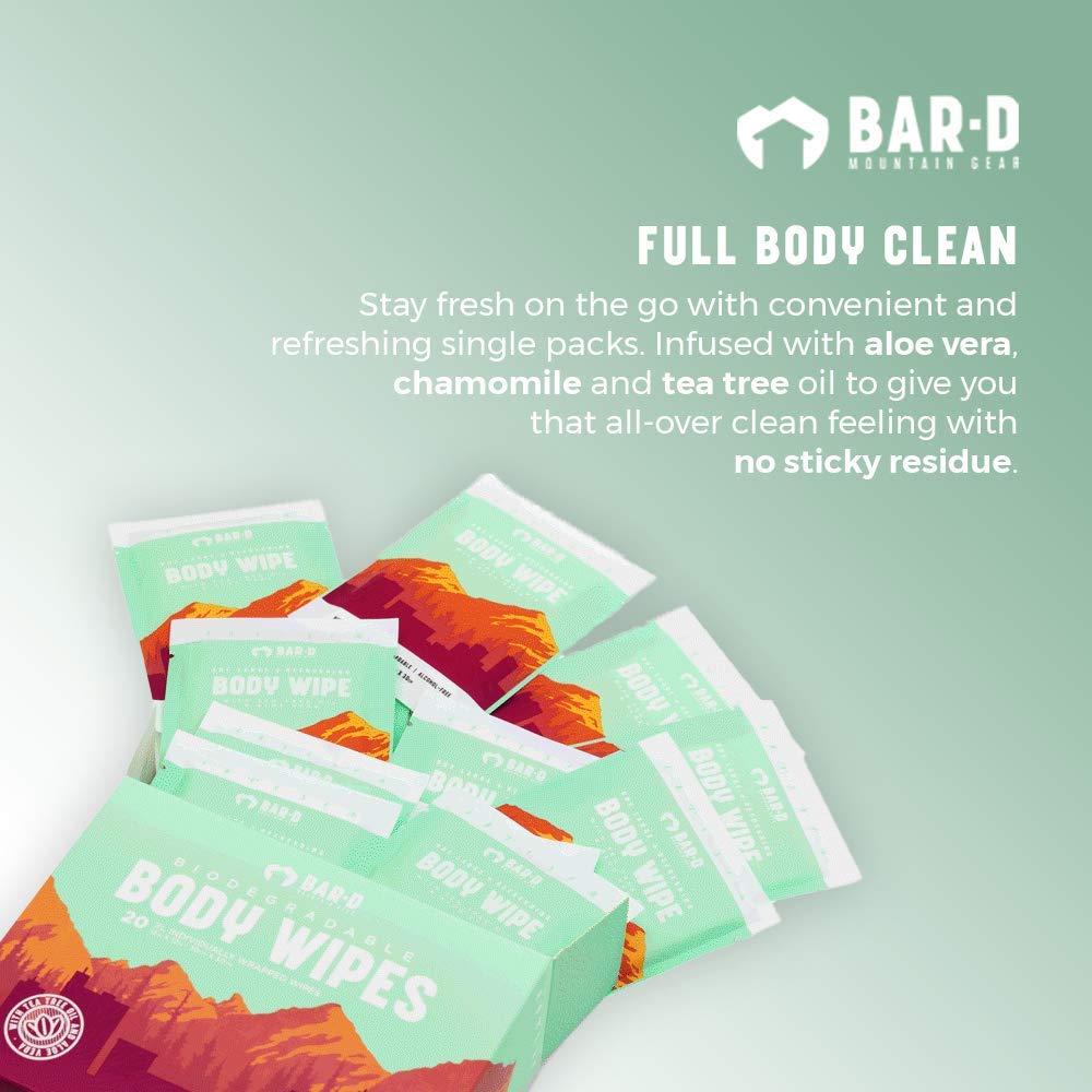 Bar-D -  XL Face and Body Cleansing Wipes with Aloe Vera and Tea Tree Oil - 20 packs