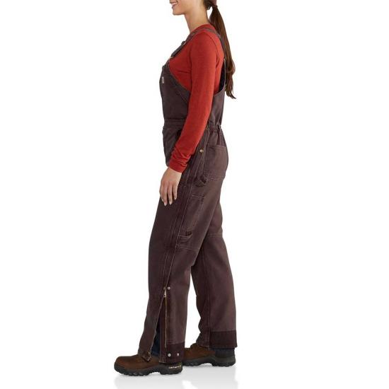 Dark Brown Carhartt Women's Weathered Duck Wildwood Bib