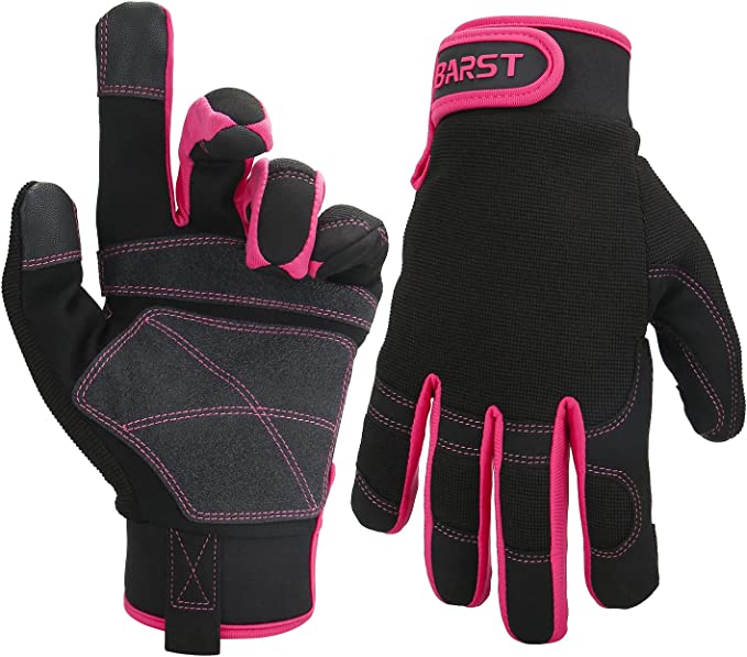BARST -  Women's Utility Work Gloves Touchscreen Synthetic Leather Mechanic Gloves, stocking stuffer, holiday gift