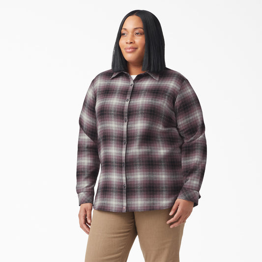 Dickies - #FLW075 - Made to Fit the Curvy Girl - Women's Plus Size Long Sleeve Plaid Flannel Work Shirt