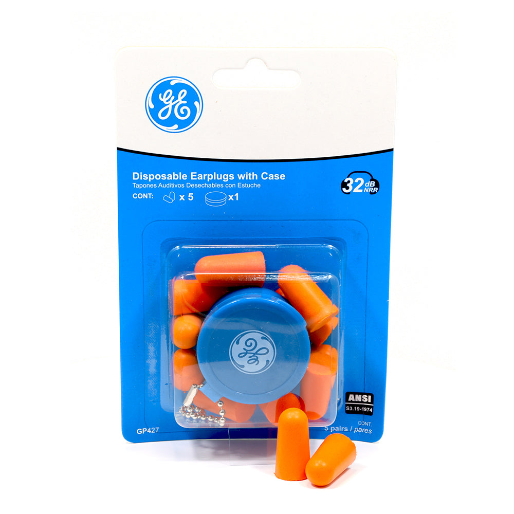 GE PPE - #GP427 - BULLET SHAPED DISPOSABLE EARPLUG 5 PAIRS - UNCORDED - BLISTER PACK OF 5 PAIR