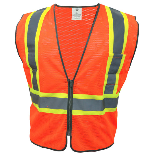 GE PPE - GV078G - SAFETY VEST W/CONTRASTING TRIMS - 2 POCKET