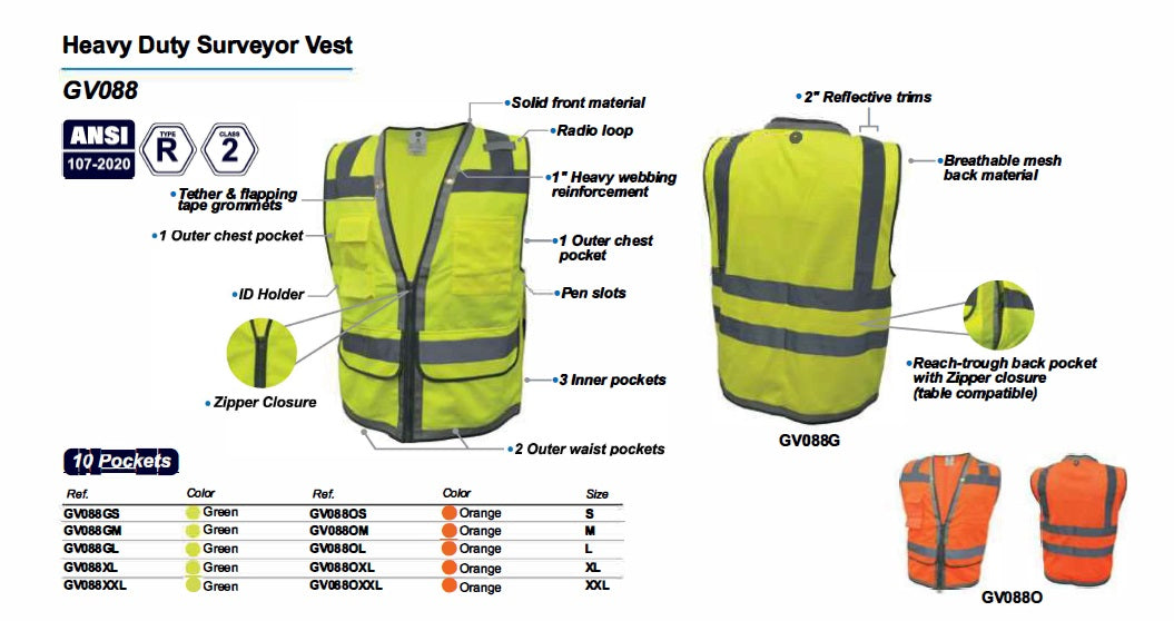 GE PPE - GV088 - Heavy Duty Surveyor Vest