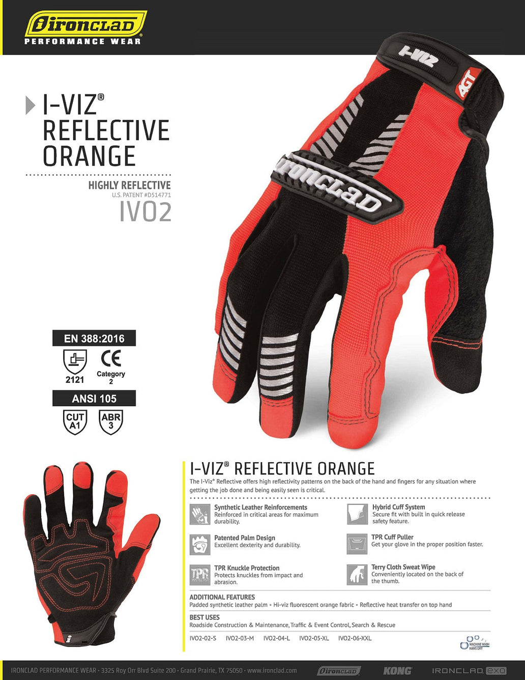 Ironclad  -  Made to Fit the Curvy Girl -  I-Viz High-Visibility Reflective Gloves #IVG2-02