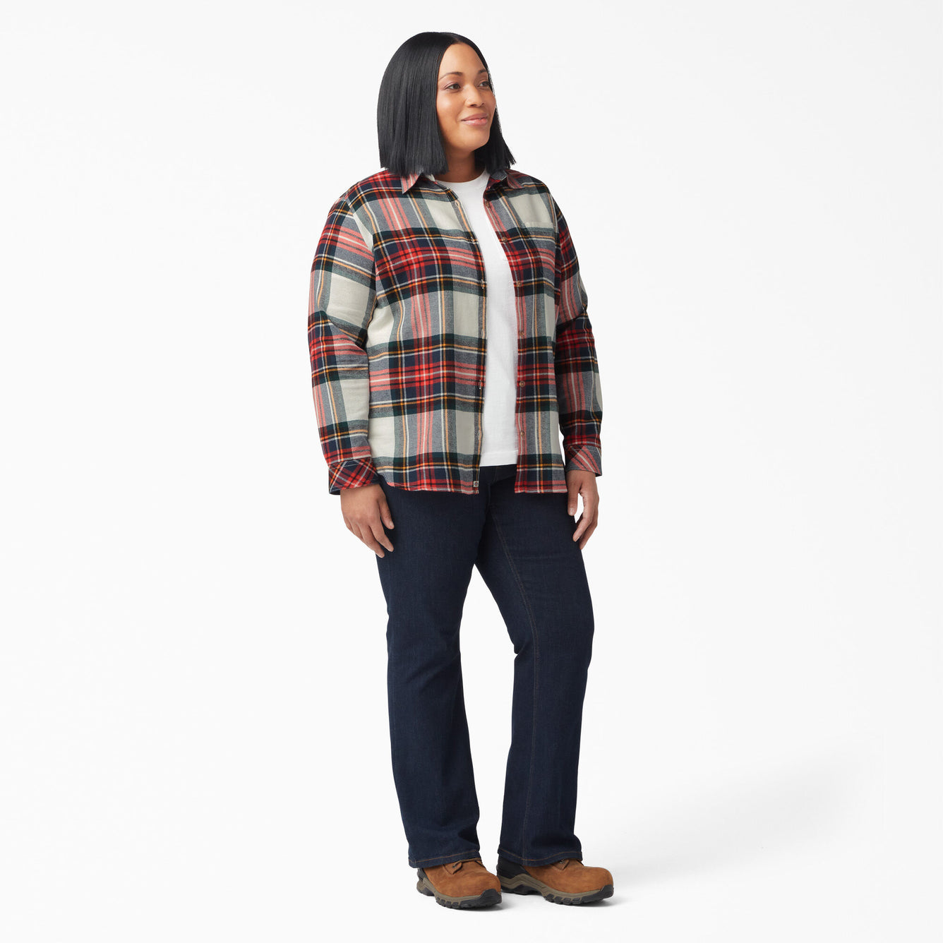 Dickies  -  #FLW075 - Made to Fit the Curvy Girl - Women's Plus Size Long Sleeve Plaid Flannel Work Shirt