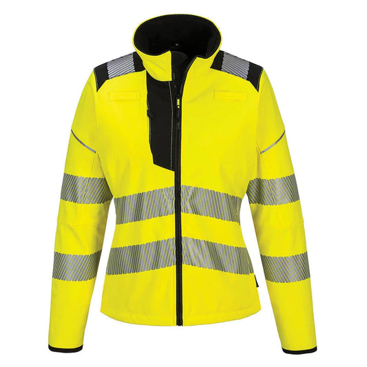 Portwest  -  #PW381YBR Made to fit the Curvy Girl -  Women's ANSI Class 2 Hi-Vis Softshell - Ladies wind rain Lined Jacket
