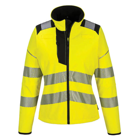 Portwest - #PW381YBR Made to fit the Curvy Girl - Women's ANSI Class 2 Hi-Vis Softshell - Ladies wind rain Lined Jacket