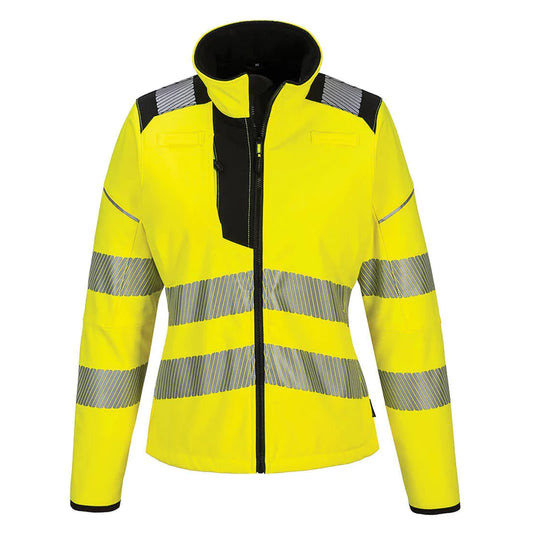 Portwest - #PW381YBR Women's ANSI Class 2 Hi-Vis Softshell - Ladies wind rain Lined Jacket