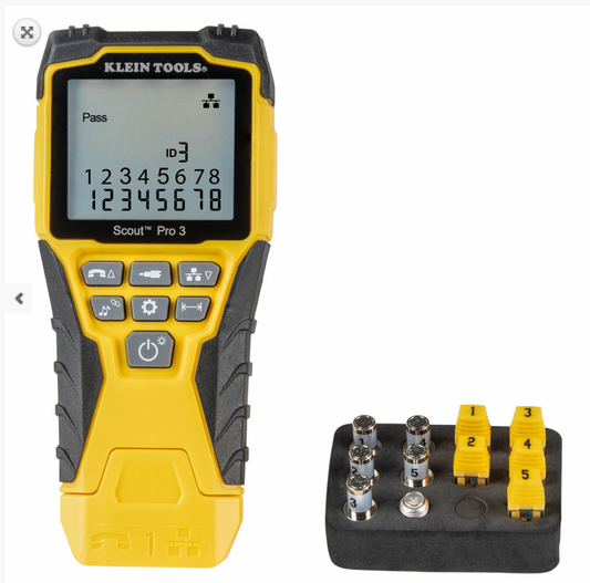 KLEIN TOOLS - Cable Tester Kit with Scout™ Pro 3 Tester, Remotes, Adapter and Battery - VDV501-851
