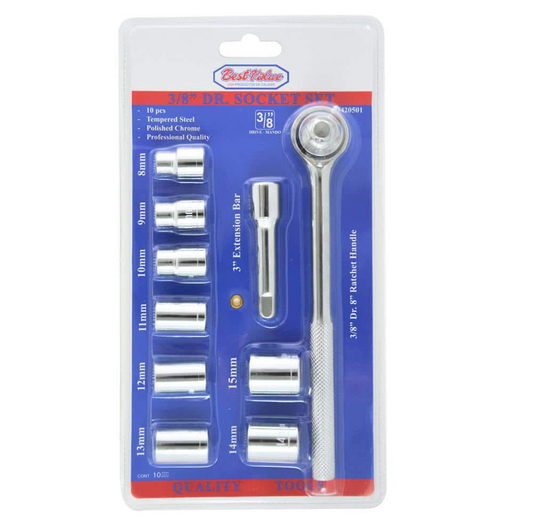 BEST VALUE - 3/8 in. Drive Socket and Ratchet Set (10-Piece) - H420501