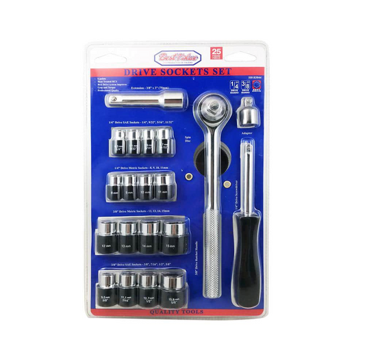 BEST VALUE - 1/4 and 3/8 in.Drive Socket Set (25-Piece) - H0183044