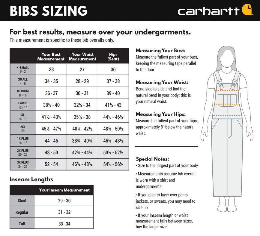 Official Carhartt Women's Clothing Size & Fit Guide