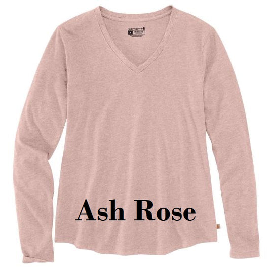 Carhartt - Made to Fit the Curvy Girl - #104407F/S WOMEN'S CARHARTT RELAXED FIT MIDWEIGHT LONG SLEEVE V NECK T-SHIRT