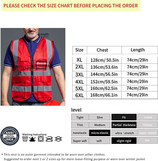 Safety Vest with Pockets Zipper for Women - For the Curvy Girl High Visibility Reflective Construction Work Vest Meets ANSI/ISEA Standards